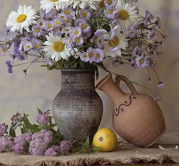 wild flowers and pots, still life, wild flowers, abstract, ohotography, pots HD wallpaper