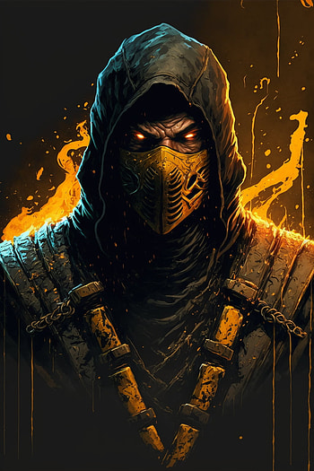 Scorpion, Scorpion (Mortal Kombat), AI Art, video game, Mortal Kombat HD phone wallpaper