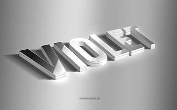Violet, silver 3d art, gray background, with names, Violet name, Violet greeting card, 3d art, with Violet name HD wallpaper