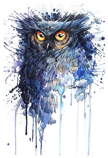 Art, Owl, Bird, Stains, Spots HD phone wallpaper