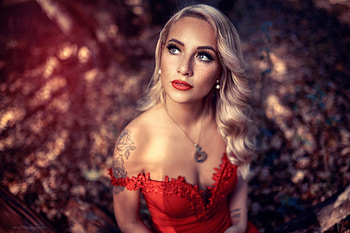 Beauty, red, vincent haetty, jewel, model, blonde, girl, woman HD wallpaper