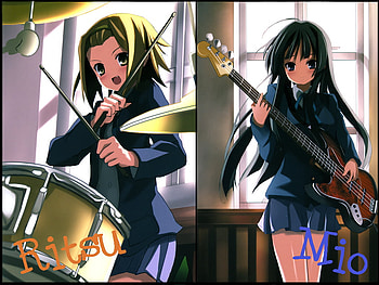mio and ritsu, anime, ristu, mio, k-on HD wallpaper