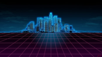 Synthwave City, vector, Synthwave, abstract, cities, digital art HD wallpaper