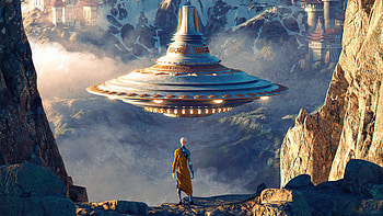 Visitors, ufo, artist, artwork, digital-art, artstation HD wallpaper