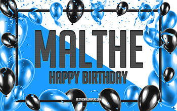 Happy Birtay Malthe, Birtay Balloons Background, Malthe, with names, Malthe Happy Birtay, Blue Balloons Birtay Background, Malthe Birtay HD wallpaper