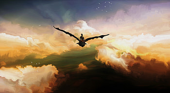 Toothless, How to train your Dragon, sky, clouds, artwork HD wallpaper