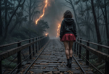 Woman old bridge, dark, abandoned, post apocalyptic, woman, Melancholic HD wallpaper
