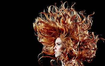 Fire, model, hair, woman HD wallpaper