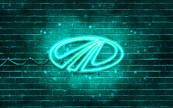 Mahindra turquoise logo, , turquoise brickwall, Mahindra logo, brands, Mahindra neon logo, Mahindra HD wallpaper