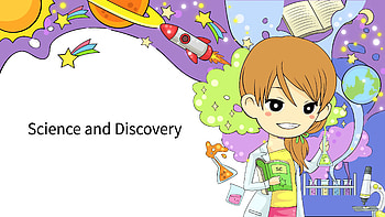 Subscription Library Cartoon animation background template of woman scientist experimenting in laboratory with abstract and science icon tool HD wallpaper