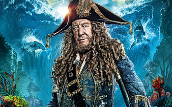 Pirates of the Caribbean: Dead Men Tell No Tales (2017), man, poster, disney, Geoffrey Rush, fantasy, dead men tell no tales, movie, actor, pirates of the caribbean, water HD wallpaper