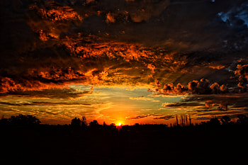 Nature, Sunset, Clouds, Orange Sky HD wallpaper