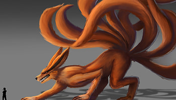 Kyuubi Nine Tails, Bijuus 99, Anime art, Mythical creatures HD wallpaper