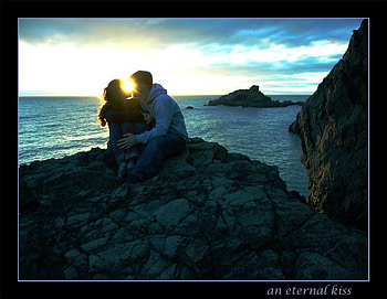 eternal kiss, eternal, love, kiss, rocks, sunet HD wallpaper
