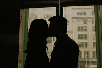 Love, Couple, Pair, Silhouettes, Window, Kiss HD wallpaper