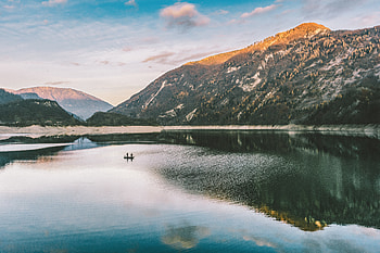 Nature, Mountains, Lake, Reflection, Boat HD wallpaper