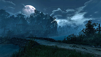 Old Church at Night [The Witcher 3], Forest, Nature, Night, Church, Game, Fantasy, 1920x1080, The Witcher, Geralt, Witcher, Wild Hunt HD wallpaper