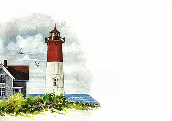 Red and White Lighthouse 2, artwork, lighthouse, scenery, wide screen, painting, art, landscape, seascape HD wallpaper