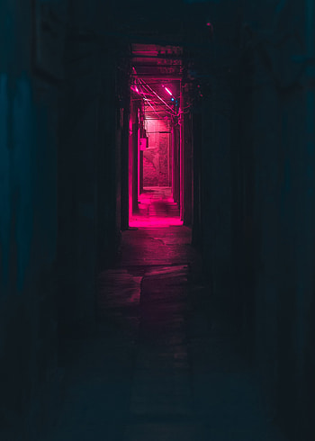 Pink, Dark, Shine, Light, Neon, Corridor HD phone wallpaper
