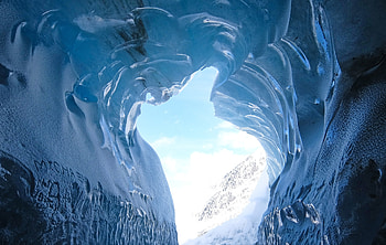 Ice cave, glacier, nature HD wallpaper