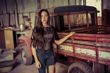 Old Truck, Girls and Trucks HD wallpaper