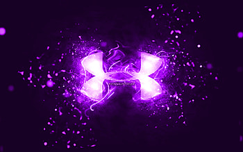 Under Armour violet logo, , violet neon lights, creative, violet abstract background, Under Armour logo, brands, Under Armour HD wallpaper