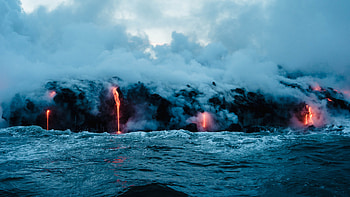 Kalapana, nature, hawaii, lava, seas HD wallpaper