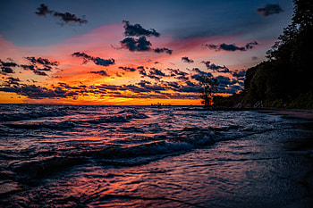 Nature, Sunset, Sky, Sea, Horizon, Coast HD wallpaper