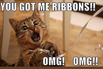 HAPPY KITTY, ribbons, happy, omg, kitty HD wallpaper