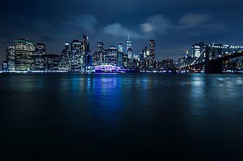 Cities, Sea, Night, Building, Lights, Night City HD wallpaper