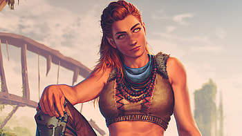 Aloy Colorful Art Horizon Forbidden West HD wallpaper