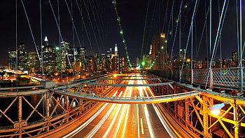 New York at Night, Night bridge view HD wallpaper