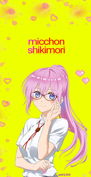 Micchon shikimori, art, pink, anime HD phone wallpaper