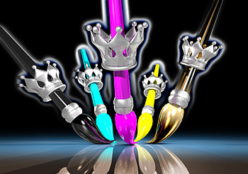 Multicolored, Motley, 3D, Paint, Crown, Brush, Brushes, Crowns HD wallpaper