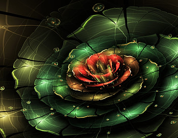 Red Rose Fractal, nature, fractal, abstract, flower HD wallpaper