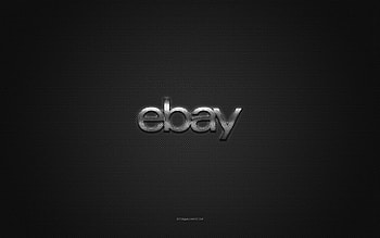 Ebay logo, silver shiny logo, Ebay metal emblem, gray carbon fiber texture, Ebay, brands, creative art, Ebay emblem HD wallpaper