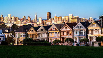 Painted Victorian Ladies F, San Francisco, graphy, USA, beautiful, painted ladies, scenery, wide screen, victorian houses, , California HD wallpaper
