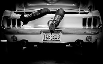 Mustang, boot, abstract, graphy, trunk, car, girl HD wallpaper