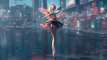 Ballerina Samurai Girl, ballerina, samurai, sword, warrior, ai-girls, ai, artist, artwork, digital-art, deviantart HD wallpaper