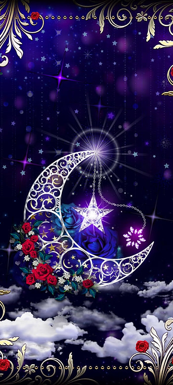 Dreamy Moon and star, art, Beautiful, world, Luxury, Night HD phone wallpaper