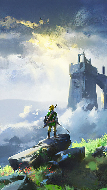 Heroic Link at the Ruined Tower — Breath of the Wild , ruin, warrior, Link, The Legend of Zelda, video game, The Legend of Zelda: Breath of the Wild HD phone wallpaper
