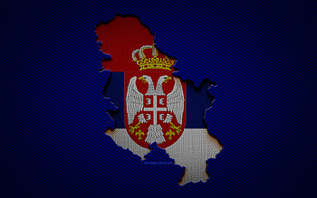 Serbia map, , European countries, Serbian flag, blue carbon background, Serbia map silhouette, Serbia flag, Europe, Serbian map, Serbia, flag of Serbia HD wallpaper