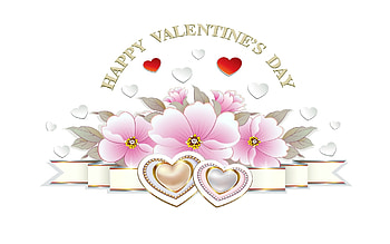 Happy Valentine's Day, Valentines Day, ribbon, Happy Valentines Day, Valentines, hearts, flowers HD wallpaper