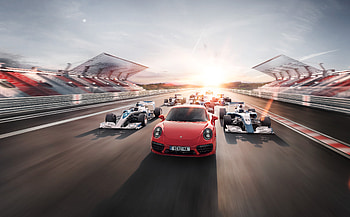 Porsche And F1 Car, porsche, cars, behance HD wallpaper