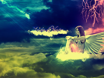 Susan_Coffey_Angel, wings, color, angel, people, susan, girls, sky, models, cloud HD wallpaper