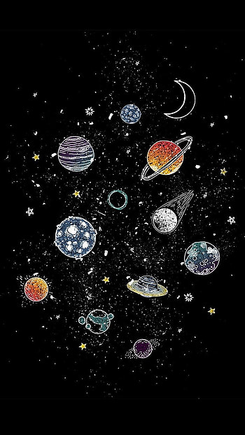 Glittering Planets, Space, Galaxy, Glitter, Black HD phone wallpaper