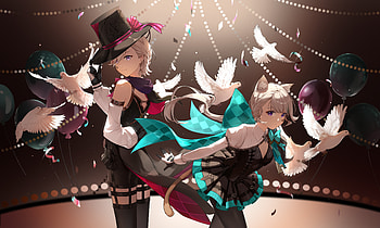 Genshin Impact : Enchanting Lynette & Lyney with Doves in Spotlight, Genshin Impact, Lynette (Genshin Impact), Lyney (Genshin Impact) HD wallpaper