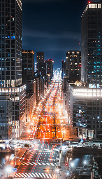 Neon Boulevard — Japan Night Cityscape, Japan, cityscape, building HD phone wallpaper