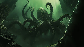 Dark Lovecraftian Horror: Ultra, dark, octopus, monster, underwater HD wallpaper