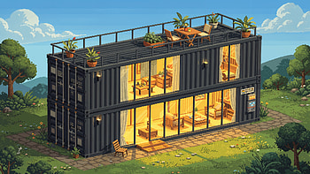 Container House — Cozy Modular Rooftop Retreat, Modern House HD wallpaper